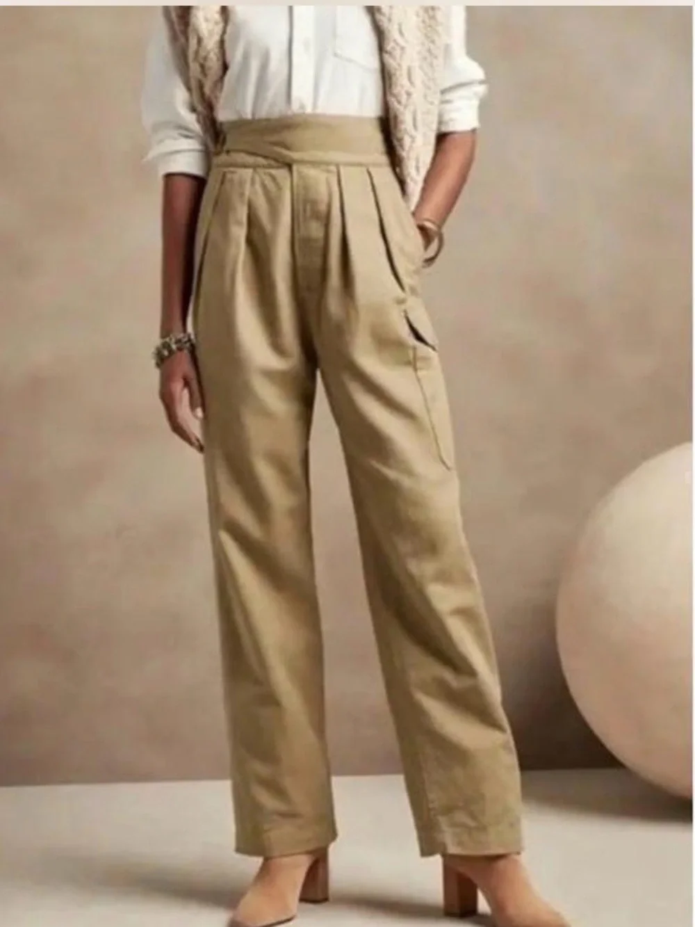 Banana Republic Heritage Linen Explorer Cargo Pant Khaki Women’s Sz. 16 NWT